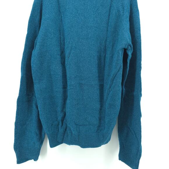 M&S Collection Mens Blue Teal 100% Extra Fine Lambswool Cozy Sweater V-Neck| L - Picture 9 of 10